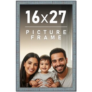 16x27 Frame Rustic Sky Blue Solid Wood Picture Frame | 0.75 Inch